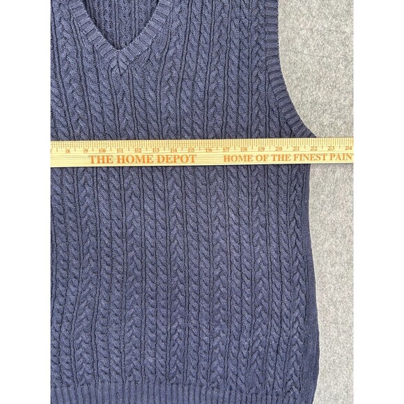 Izod Club Heavy Cable Knit Sweater Vest Men’s XL Navy Blue V-Neck Golf - Picture 5 of 6
